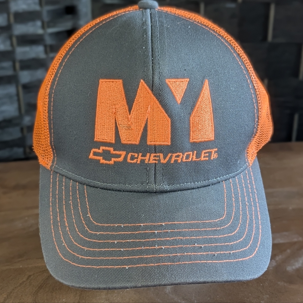 Chevrolet Gray Orange Cap Chevy Snapback Excel Used Cond Nascar